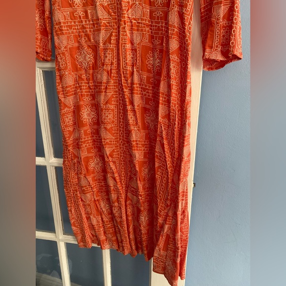 Zara Long Tangerine Orange Embroidered Print Maxi Dress - Picture 11 of 11